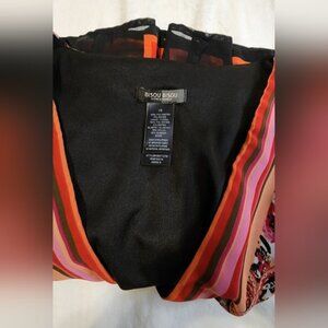 Bisou Bisou Floral Black and Pink Boho Scarf Style Women's Dress, EUC, Size 16